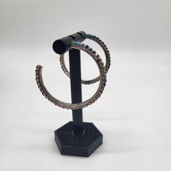 Dannijo Vega Hoop Earrings Rainbow Multicolor Silver Tone - Picture 3 of 15